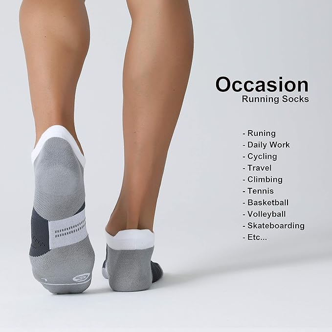 CS CELERSPORT 6 Pack Men's Running Ankle Socks with Cushion, Low Cut Athletic Tab Socks