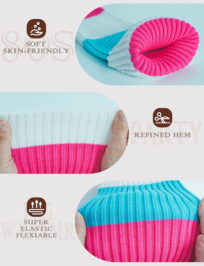 v28 Women Juniors Neon Ribbed Leg Warmers for 80s Eighty's Party Sports Yoga