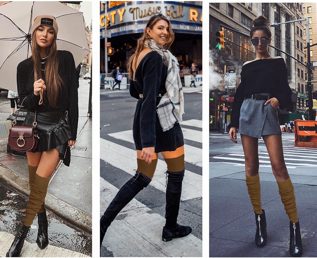 v28 Long Leg Warmer, Women’s Men 80s Party Ribbed Knit Dance Sports