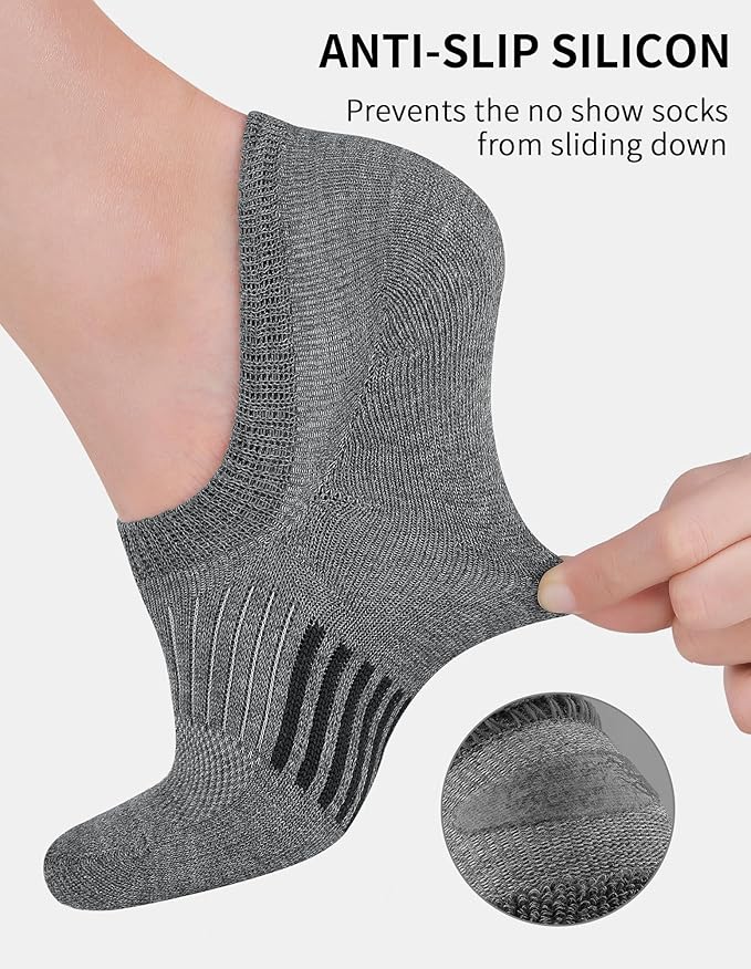 Airacker No Show Socks Womens Athletic Cushioned Low Cut Sports Running Ankle Socks for Women 6 Pairs