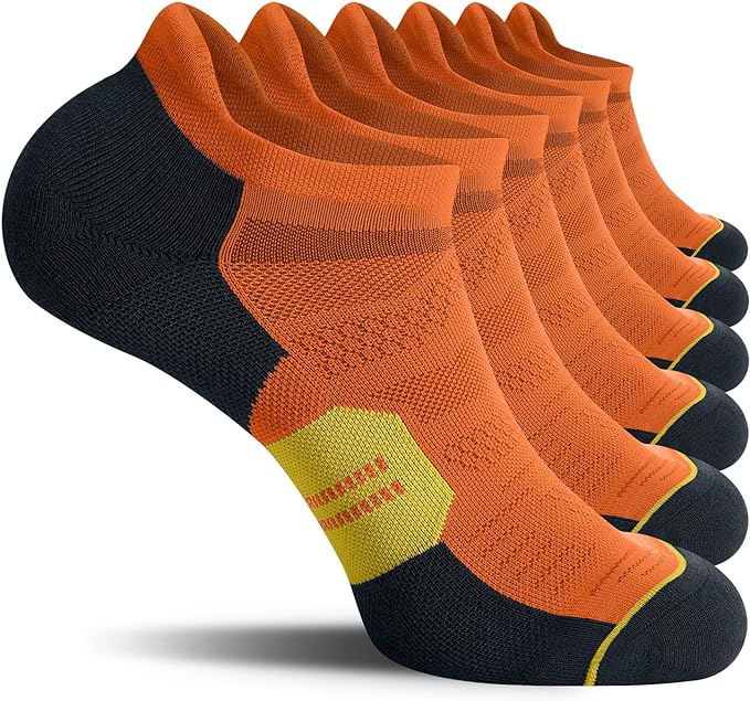 CS CELERSPORT 6 Pack Men's Running Ankle Socks with Cushion, Low Cut Athletic Tab Socks