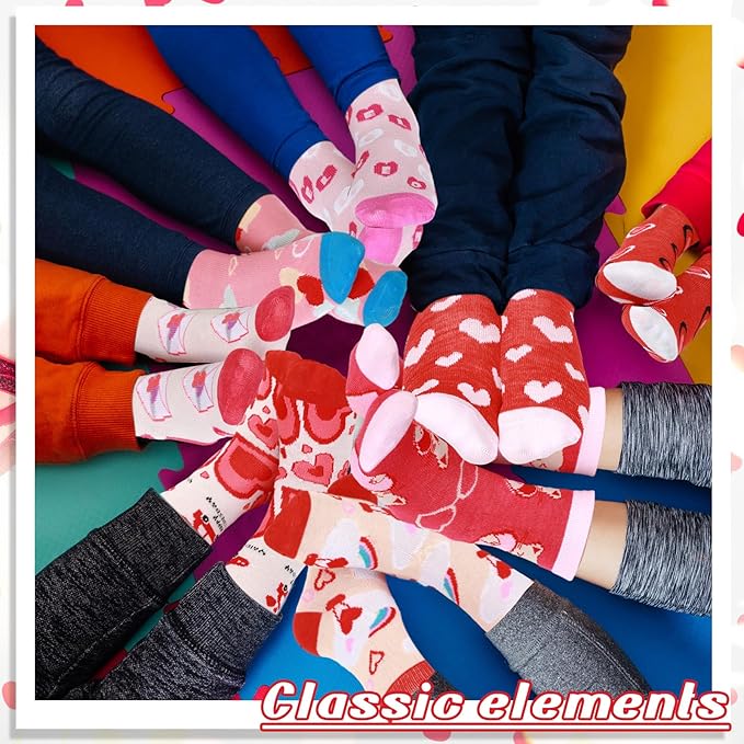 Shinymoon 12 Pairs Kids Breast Cancer Awareness Socks Pink Ribbon Crew Socks for Children Boys Girls Novelty Crazy Gifts