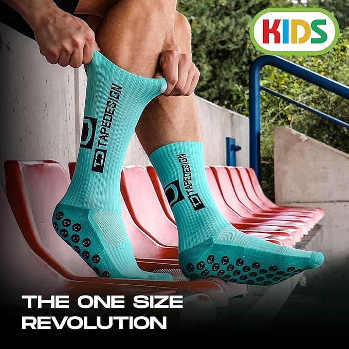 Tapedesign - "Kids 1 Pair Non-Slip Soccer Socks for Boys, Girls & Youth (Age 5-11)