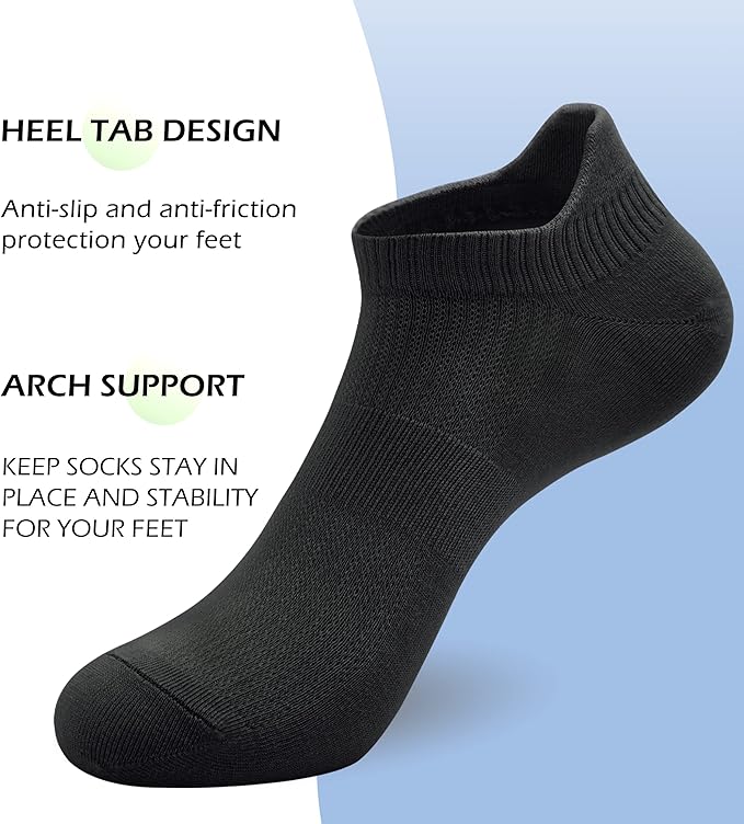 SERISIMPLE Women Ultra Thin Socks Viscose Bamboo Low Cut No Show Ventilating Ankle Anti Odor Arch Support Mesh Socks 5 Pairs