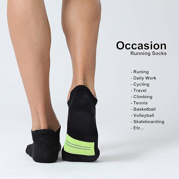 CS CELERSPORT 6 Pack Men's Running Ankle Socks with Cushion, Low Cut Athletic Tab Socks