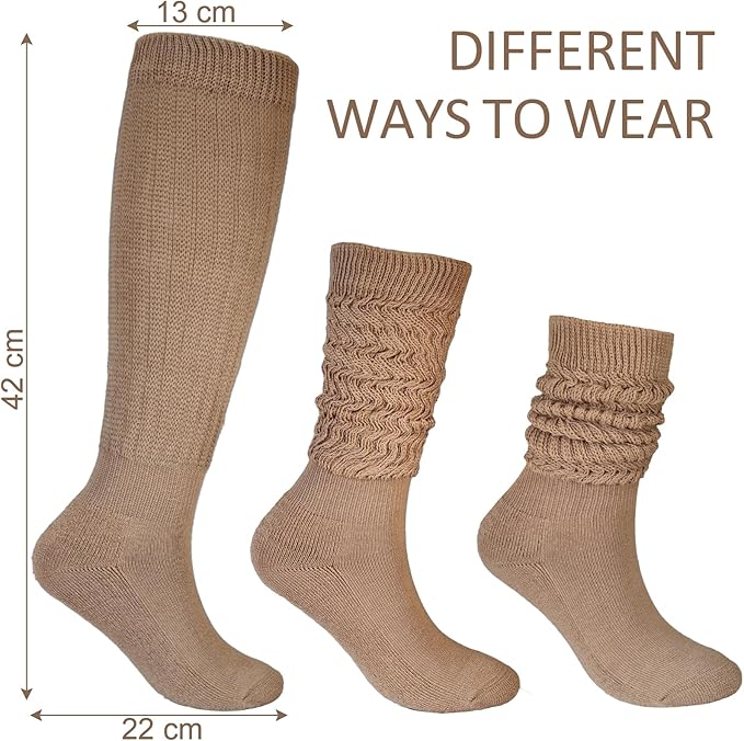 8 Pairs Women Slouch Socks Soft Extra Long Boot Sock Thick Cotton Knee High Scrunch Socks for Women