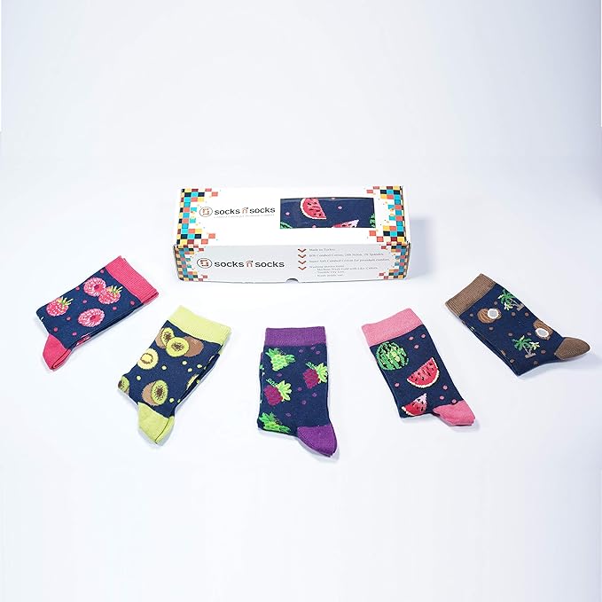 socks n socks-Kids 5-pair Fun Cool Cotton Colorful Dress Crew Socks Gift Box