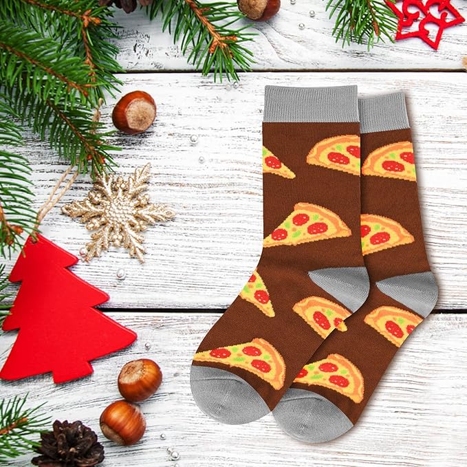 Kids Boys Girls Crew Socks 4-6 Pack + Gift Box, Novelty Funky Colorful Toddler Calf Socks for Teens