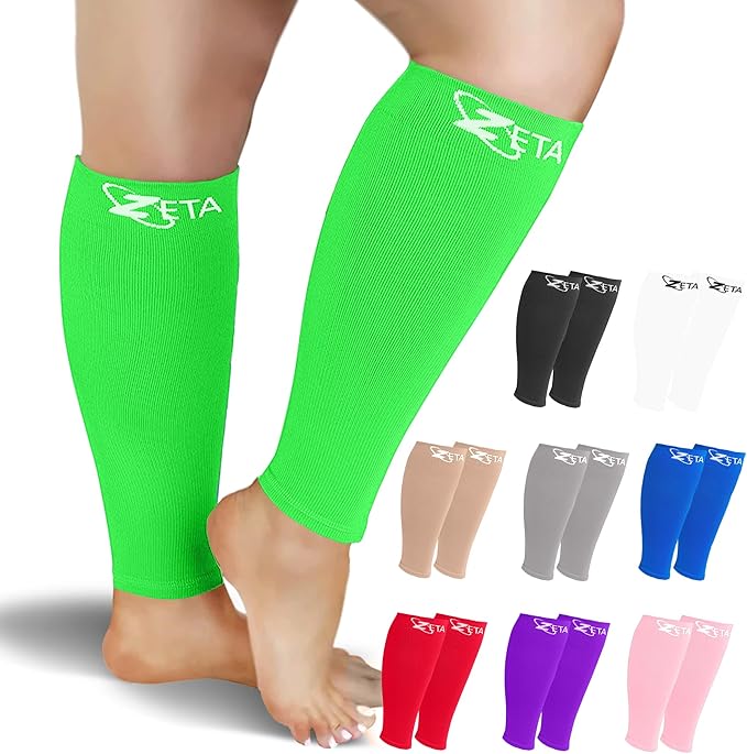 Zeta Wear Plus Size Calf Compression Sleeves 15-19 mmHg Support for Men & Women Wide Calves, Swelling, Varicose Veins, Travel