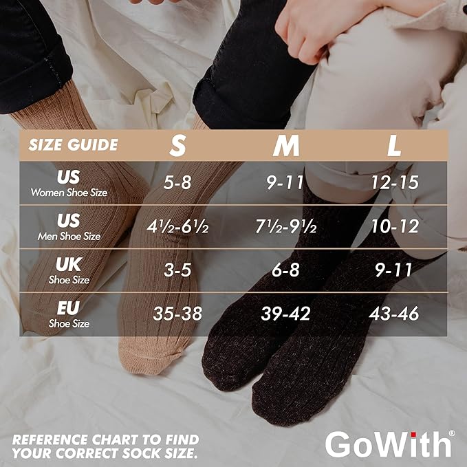 GoWith 2 Pairs Cozy Alpaca Wool Boot Socks for Men & Women, Extra Thick Loose-Fit Winter Socks