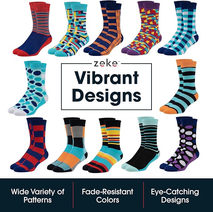 ZEKE Crazy Socks for Kids - Boys Funky Dress Socks - Funny Cool Silly Fun Socks - Wacky Novelty Gift