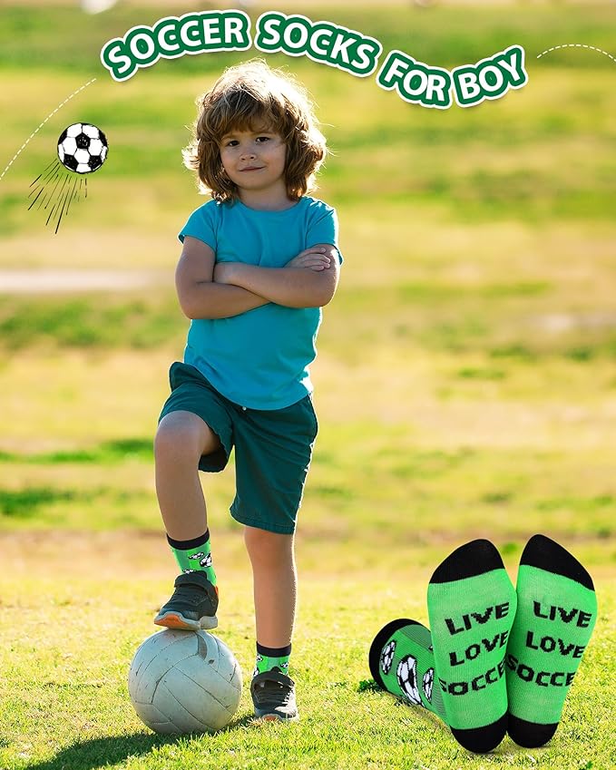 Haysandy 6 Pairs Novelty Sports Socks for Boys Kids Athletic Crew Sock for 8-12 Kids Gift