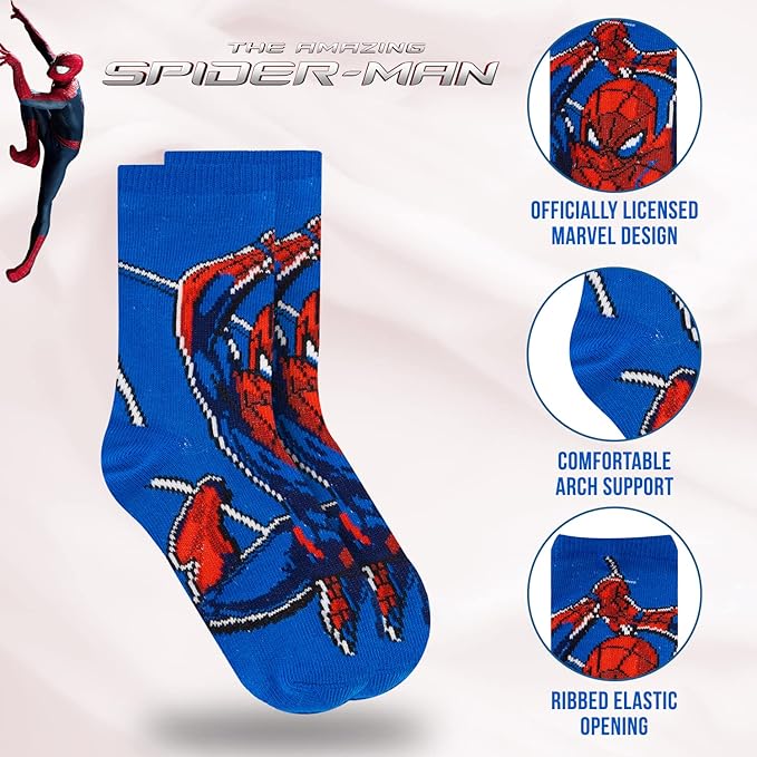 Marvel Spiderman Boys Socks - 10-Pack Decorative Toddler Socks with Amazing Legends Design