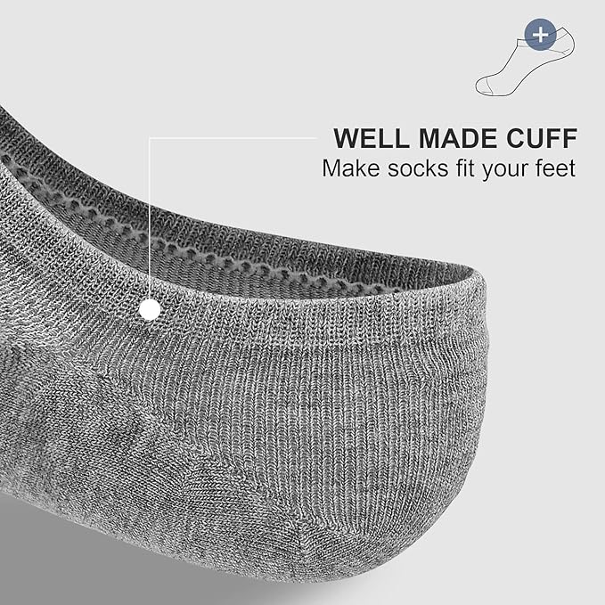wernies No Show Socks Men, Low Cut Ankle Short Casual Cotton Socks with Non Slip Grips 6-10/11-13
