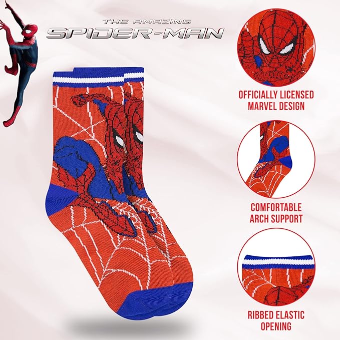 Marvel Spiderman Boys Socks - 10-Pack Decorative Toddler Socks with Amazing Legends Design