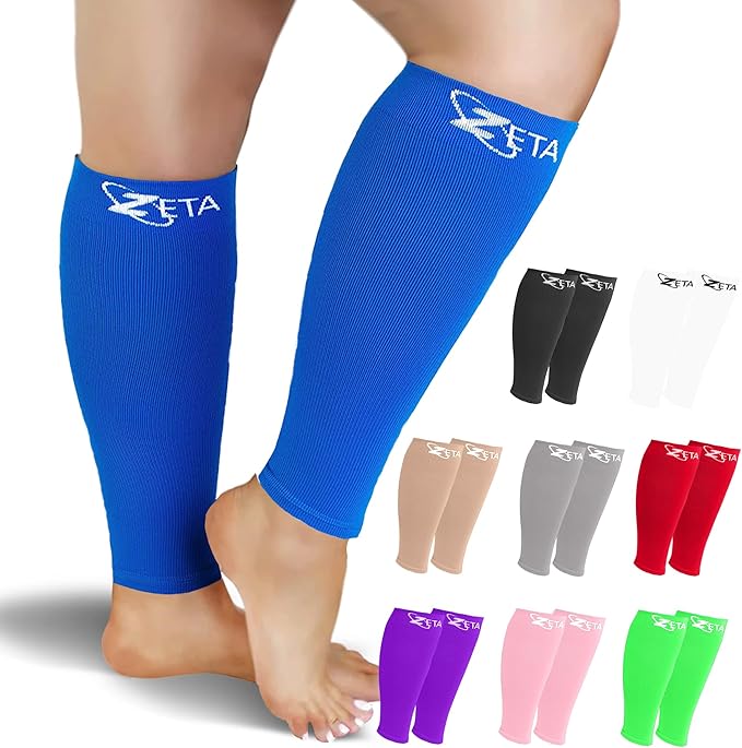 Zeta Wear Plus Size Calf Compression Sleeves 15-19 mmHg Support for Men & Women Wide Calves, Swelling, Varicose Veins, Travel