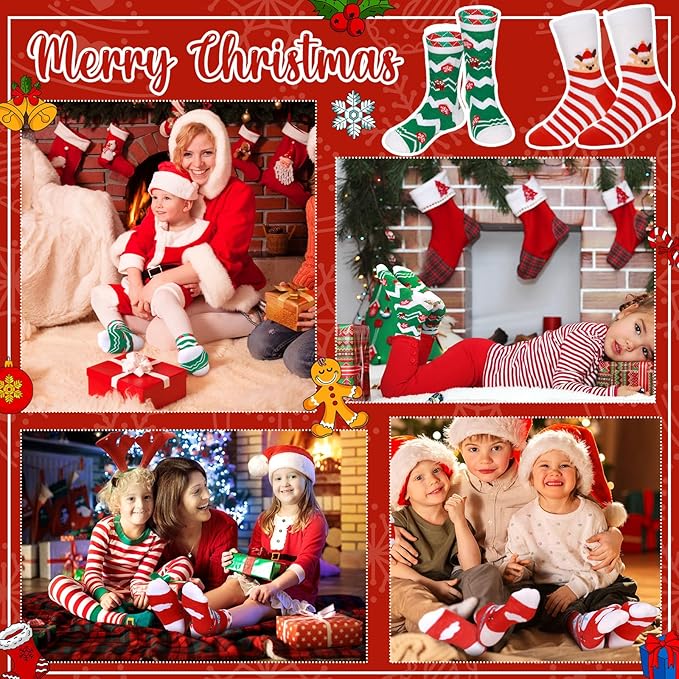 Shinymoon 12 Pairs Kids Breast Cancer Awareness Socks Pink Ribbon Crew Socks for Children Boys Girls Novelty Crazy Gifts