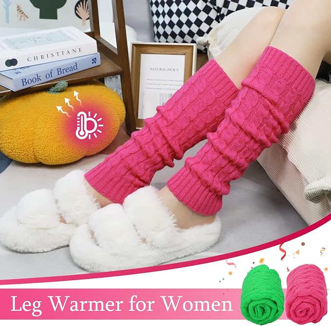Womens Leg Warmers Winter Warm Knit Long Boot Socks Slouch Knee High 80s for Party