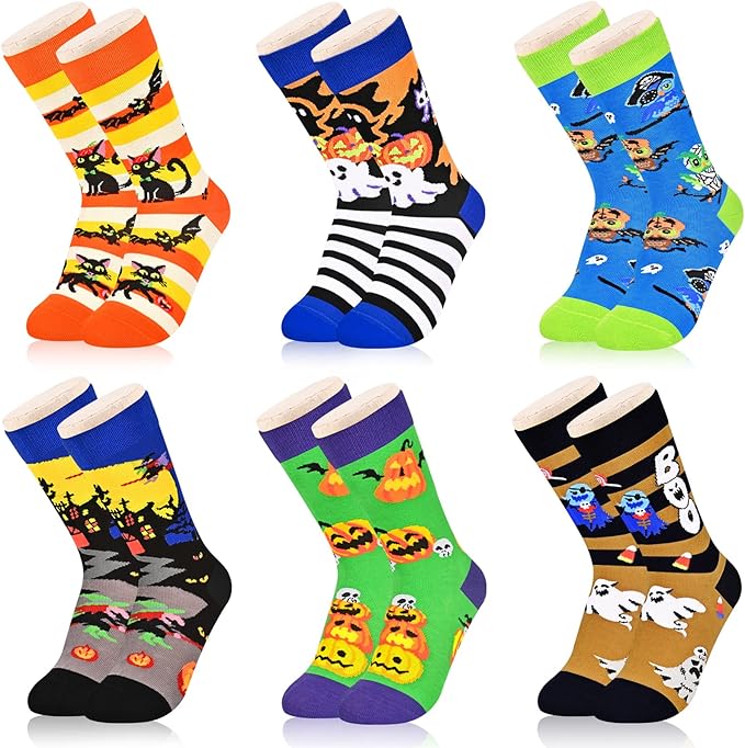 Kids Boys Girls Crew Socks 4-6 Pack + Gift Box, Novelty Funky Colorful Toddler Calf Socks for Teens