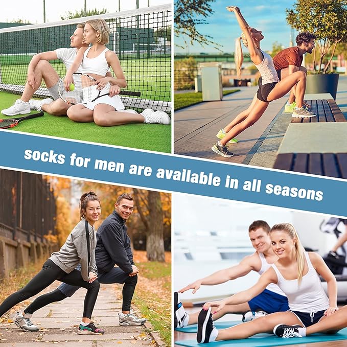 COOVAN 10 Pairs Mens Cushion Ankle Socks Men 10 Pack Low Cut Comfort Breathable Casual Socks