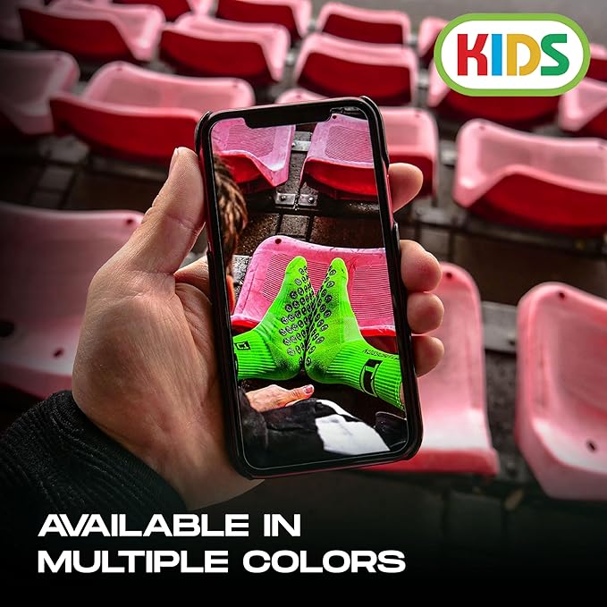 Tapedesign - "Kids 1 Pair Non-Slip Soccer Socks for Boys, Girls & Youth (Age 5-11)