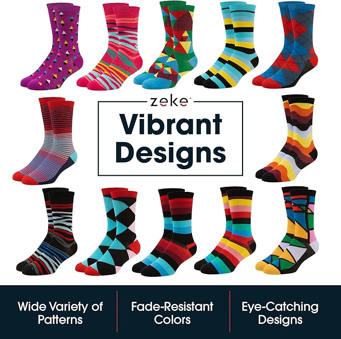 ZEKE Crazy Socks for Kids - Boys Funky Dress Socks - Funny Cool Silly Fun Socks - Wacky Novelty Gift