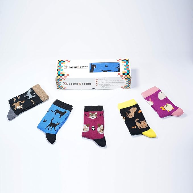 socks n socks-Kids 5-pair Fun Cool Cotton Colorful Dress Crew Socks Gift Box