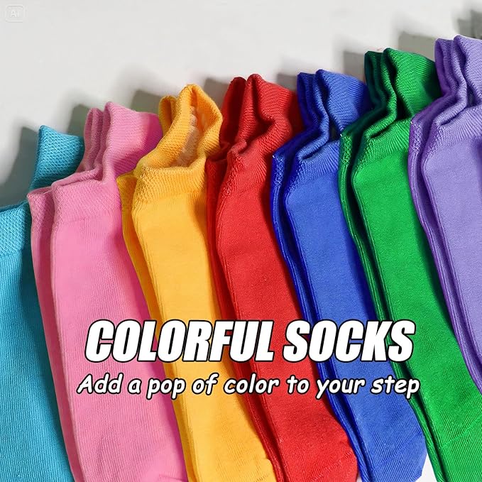 24 Pairs Womens Ankle socks, Thin Colorful Cute Short Low Cut Athletic Socks for Women
