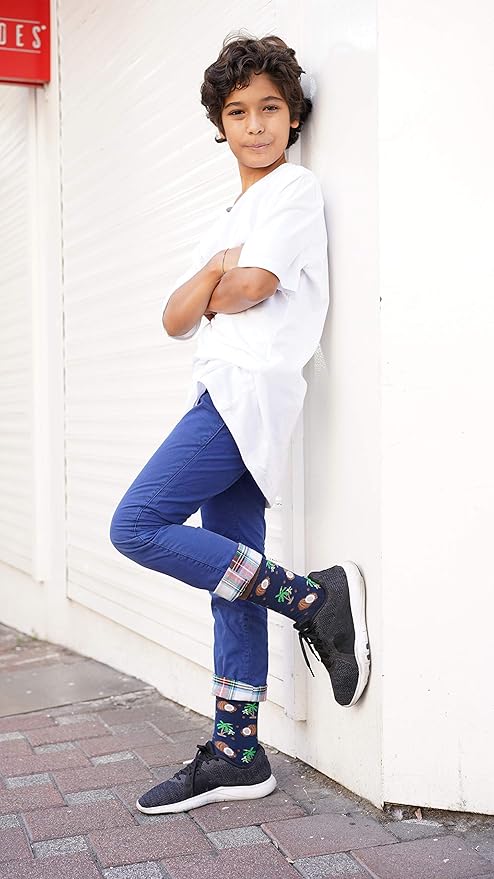 socks n socks-Kids 5-pair Fun Cool Cotton Colorful Dress Crew Socks Gift Box