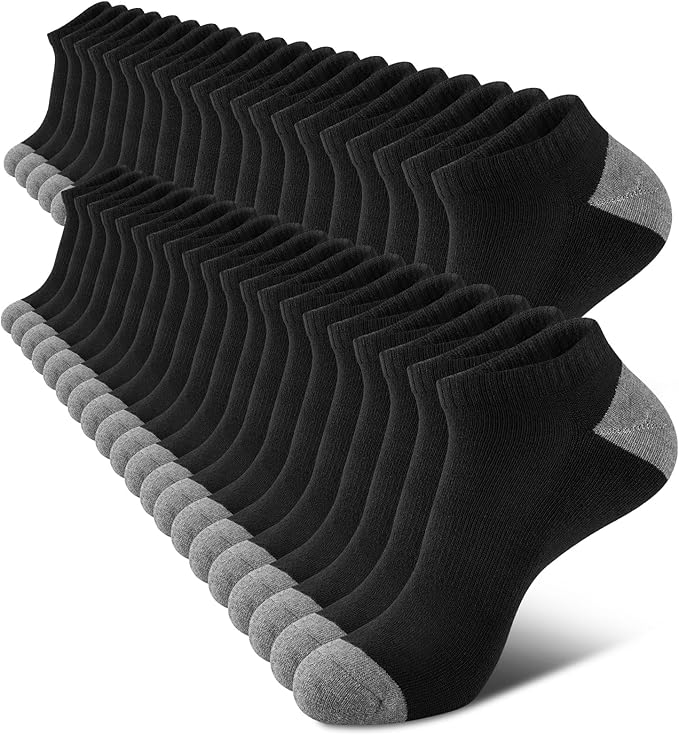 COOVAN 10 Pairs Mens Cushion Ankle Socks Men 10 Pack Low Cut Comfort Breathable Casual Socks