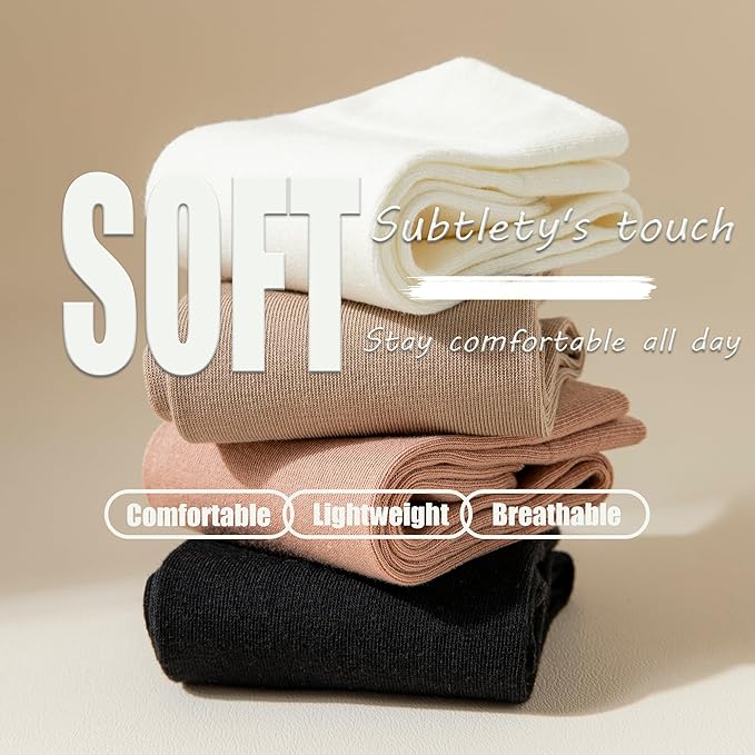 Thin Crew Socks for Women, Ladies Soft Cotton High Calf Boot Sock for Trouser, Dress, Business