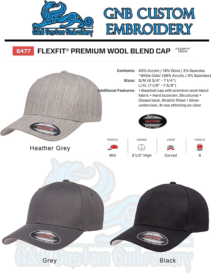 G&B American Flag Baseball Cap, 6277 Flex Fitted, Blackout Design, Patriotic US Flag Hat for Men and Women