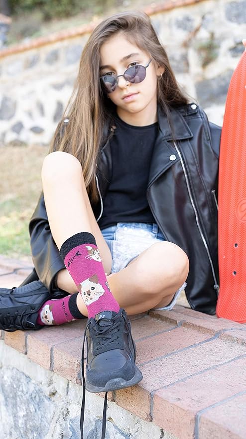 socks n socks-Kids 5-pair Fun Cool Cotton Colorful Dress Crew Socks Gift Box