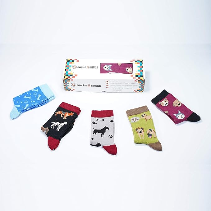socks n socks-Kids 5-pair Fun Cool Cotton Colorful Dress Crew Socks Gift Box
