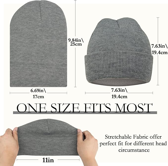 MENOLY 4 Pack Winter Beanies Stretch Knit Beanie Hat Cap for Girls Boys, 4 Color