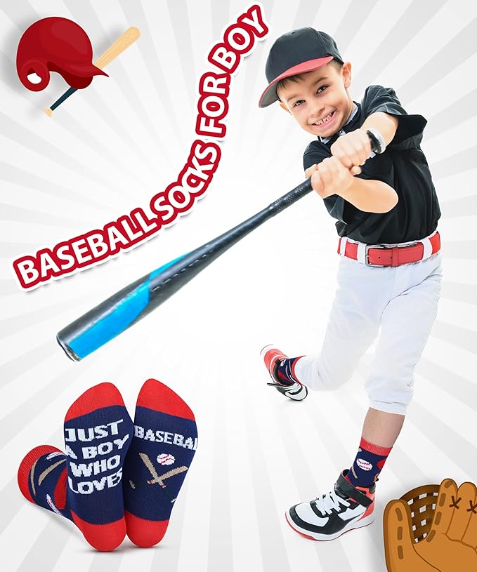 Haysandy 6 Pairs Novelty Sports Socks for Boys Kids Athletic Crew Sock for 8-12 Kids Gift