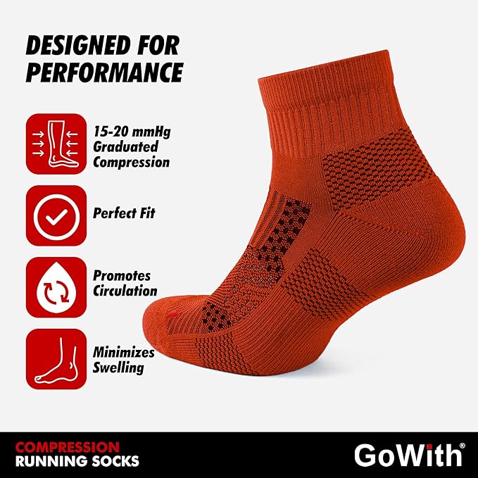 GoWith 2/4 Pairs Quarter Running Socks for Men & Women, Athletic Anti-Blister Cushioned Seamless Padded Ancle Socks