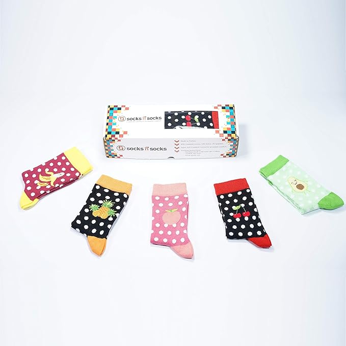 socks n socks-Kids 5-pair Fun Cool Cotton Colorful Dress Crew Socks Gift Box