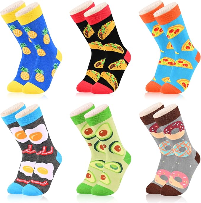 Kids Boys Girls Crew Socks 4-6 Pack + Gift Box, Novelty Funky Colorful Toddler Calf Socks for Teens