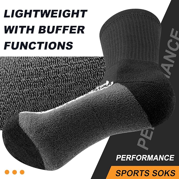 Gonii Men's Athletic Crew Socks，5 Pairs Cushioned Boot Moisture Athletic Socks for Hiking Sports Running Workout