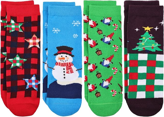 COTTON DAY Kids Boys Crew Dress Socks Bright Colorful Pattern Design Halloween Christmas Shark Camo