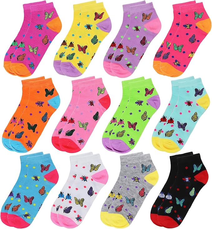Falari 12 Pairs Women Novelty Ankle Socks Colorful ComfortSoft Lightweight Sports Athletic Socks
