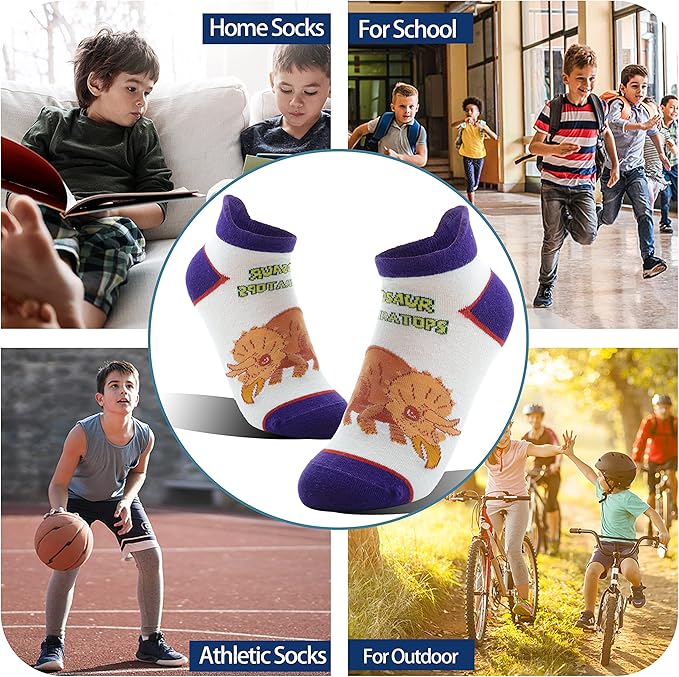 Kids Boys Ankle Socks No Show Low Cut Funny Cute Cartoon Novelty Cotton Socks 6 Pairs