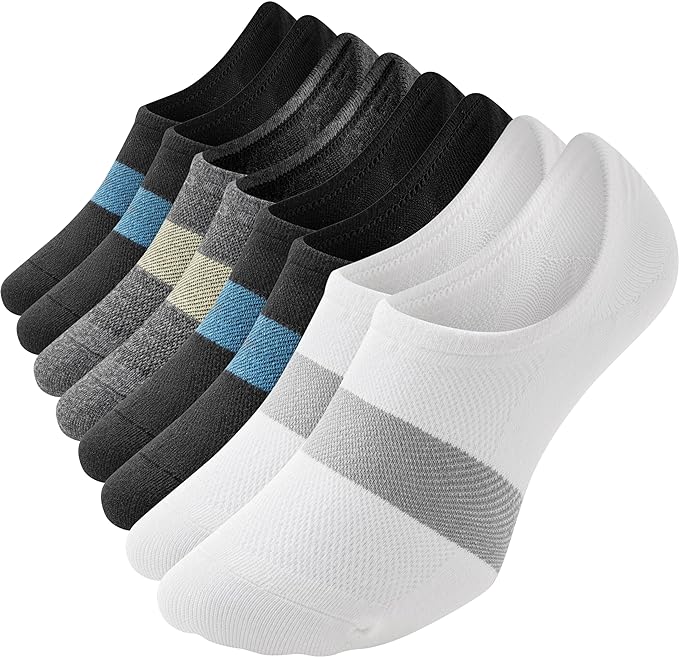 WANDER No Show Socks Mens 7/8 Pair Cotton Thin Non Slip Low Cut Men Invisible Sock 6-8/9-11/12-14