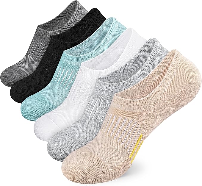 Airacker No Show Socks Womens Athletic Cushioned Low Cut Sports Running Ankle Socks for Women 6 Pairs