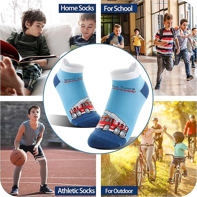 Kids Boys Ankle Socks No Show Low Cut Funny Cute Cartoon Novelty Cotton Socks 6 Pairs