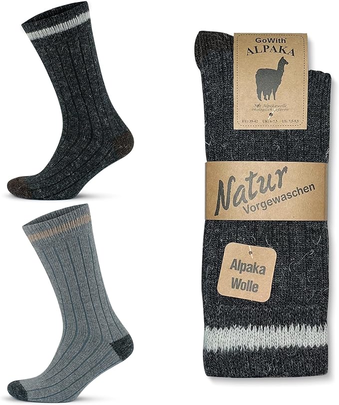 GoWith Alpaca Wool Socks for Men & Women, Alpaca-Merino Blend Warm Cozy Crew Socks, Thermal Regular-Fit Boot Socks