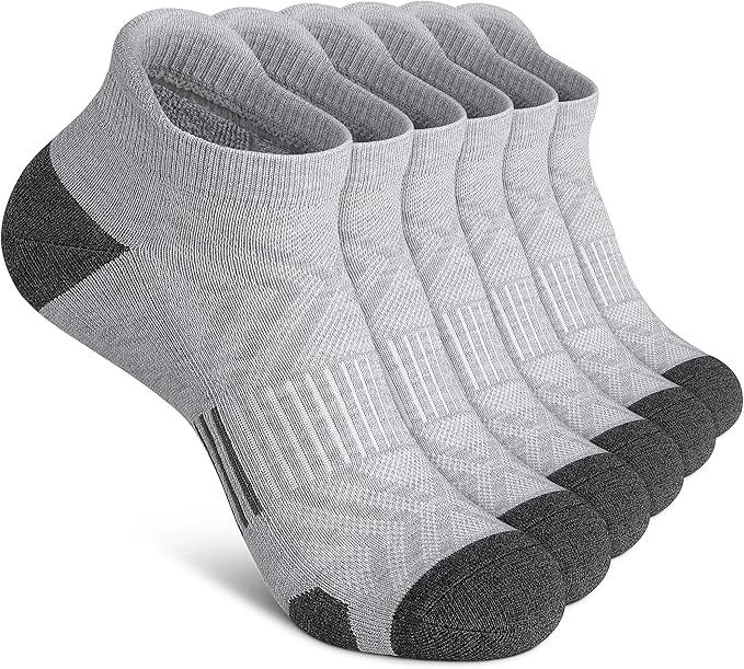 Felicigeely Ankle Athletic Running Socks Low Cut Sports Socks Breathable Cushioned Tab Socks for Men Women 6 Pairs
