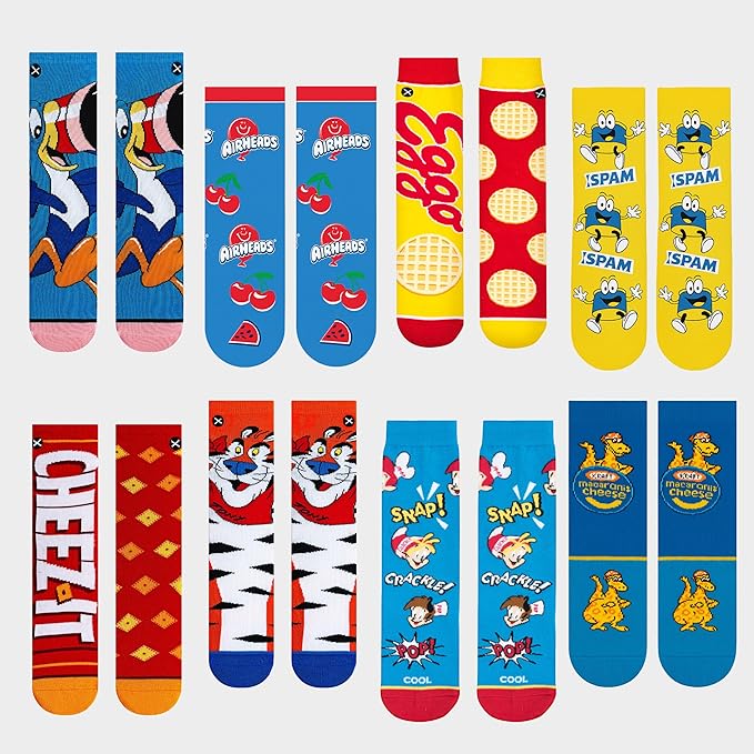 Odd Sox – Big Kids 8-Pack Novelty Themed Crew Socks Bundle-Shoe Sizes 3–5 –Soft, Comfortable, Great Durable Gift for Kids