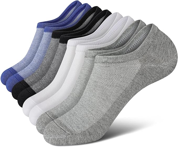 wernies No Show Socks Men, Low Cut Ankle Short Casual Cotton Socks with Non Slip Grips 6-10/11-13
